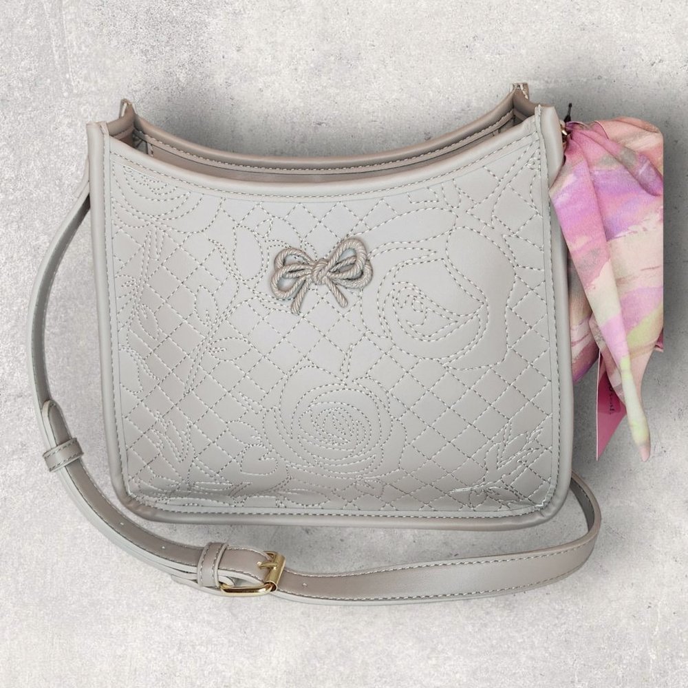 Betsey Johnson Large Crossbody with Scarf XO BRYLEE - Taupe - NWT